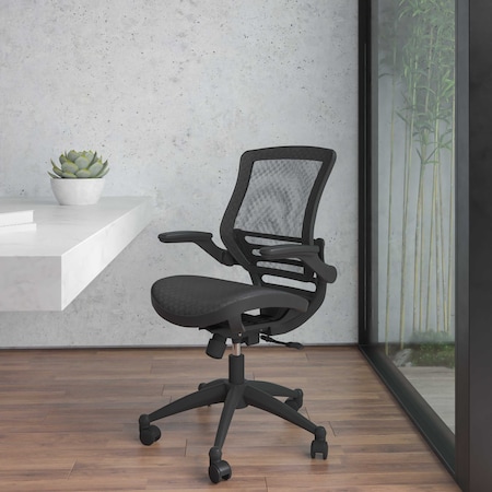 Flash Furniture Black Mid-Back Mesh Office Chair with Flip-Up Arms BL-8801X-BK-GG